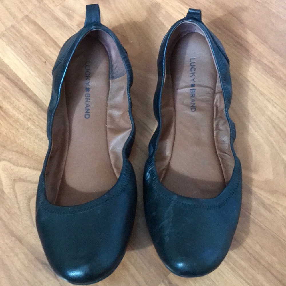 Emmie black leather flats